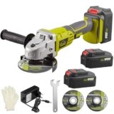 DEWINNER Smerigliatrice a Batteria, Flessibile a Batteria 115 mm, 2 Batterie 3 Ah, Impugnatura Ausiliaria, Caricatore Rapido, 2 Dischi di Molatura per Smerigliatura, Taglio e Lucidatura