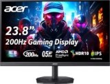 acer Nitro KG242YX1bmiipx Monitor Gaming 23.8″, Display FHD IPS 200 Hz, 0,5 ms, FreeSync Premium, Luminosità 250 nits, HDMI 2.0, DP 1.2, Speaker Integrati, Cavo HDMI Incluso, Nero