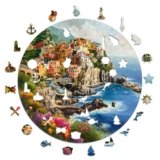 Iconic Puzzles – Portofino, Italia, puzzle in legno 100% sostenibile, Regali per Bambini e Adulti, taglia M, 350 Pezzi