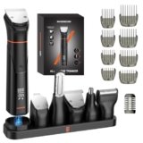 MAXGROOM 6 in 1Regolabarba Uomo Kit,1200 mAH a Lunga Durata Rifinitore Barba,Rasoio Elettrico Barba a Due Velocità Intelligenti,Adatto a Ogni Stile di Barba,Testina Magnetica,Pulizia Facile,USB-C