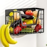 YIWANFW Magnetic Shelf for Fridge, Fruit Potato and Onion Storage Bins, Magnetic Spice Rack Shelves for Side of Refrigerator, Fruit Basket Magnetic Fridge Shelf Kitchen Pantry Storage Organizer