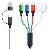 4 in 2 Multi Charging Cable for Apple Watch Charger, Travel Essentials Charger, Portable USB C/Micro USB Cord Compatible with iWatch 11-1, iPhone 17-11, iPad, Airpods, Android Phones, 4FT