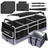Car Trunk Organizer with Portable Leak Proof Cooler Bag, 3 Compartments Collapsible Car Organizers and Storage with Foldable Cover, Christmas Gifts, Suitable for SUV, Auto, Truck, Minivan