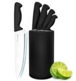 HENKELIVING Knife Set, 6-Piece Kitchen Knife Set, German High Carbon Stainless Steel, Durable & Easy Clean Knife Block, Black