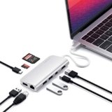 SATECHI Adaptador Multimedia Hub USB C con HDMI 4K, Mini DisplayPort, PD 60W, Ethernet, USB 3.0, Micro/SD, per MacBook Air & Pro, Portatile, PC, Tablet, iPhone, iPad – Argento