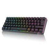 RK61 Tastiera Gaming Meccanica, 60% Tastiera Wireless 2.4Ghz/Bluetooth/USB-C RGB Backlit Interruttore Blu Hot Swap Double-Shot ABS Keycaps Compatibile con Win/Mac, Nero(QWERTY Layout Italiano)