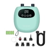 dwndpump Pompa Elettrica SUP 20PSI, Pompa ad Aria Ricaricabile, Portatile Compressore Aria Elettrico Pompa per Tavole da Paddle, Kayak, Ali del Vento (con 7 Valvole Adattatori)