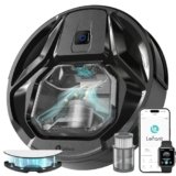 LEFANT M320 Robot Aspirapolvere,Pattumiera Visiva da 800 ML, 6000 Pa Potente Aspirazione,210 minuti,Pressurizzazione Tappeti,Antigroviglio,Adatto Per Peli di Animali Domestici e Pavimenti Duri, Nero