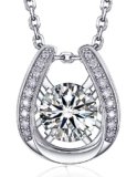 MomentWish Collana Ferro di Cavallo, 1Ct Moissanite Diamanti Collana Brillante Dance Sparkling per le Donne Regalo Festa della Mamma Argento Sterling 925 Collana di Danza