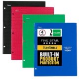 Five Star DuraShield Antimicrobial 2 Pocket Stay-Put Plastic Folders, 4 Pack, Holds 11″ x 8-1/2″, Color May Vary (330010)