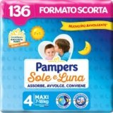 Pampers Sole e Luna Pannolini Maxi, Bambini Unisex, Taglia 4 (7-18 kg), 136 Pannolini