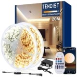 TENDIST Striscia Led Bianca Dimmerabile, 3000K-6500K Da Bianco Caldo a Bianco Freddo, 24v Con Telecomando, Striscia Led Cucina, App Intelligente Per La Decorazione (3000-6500K, 20M)