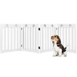 COSTWAY Cancelletto di Sicurezza Pieghevole, Barriera per Animali Domestici, in Legno, 4 Pannelli, 203 x 60 x 1,5 cm (Bianco)