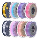 SUNLU Silk Rainbow PLA 3D Printing Filamento, 250 g x 8, seta arcobaleno, 6 + oro chiaro + argento