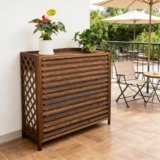 Copertura Motore Condizionatore Esterno Legno Copri Condizionatore Da Esterno Legno Massello per Giardino Condizionatores D’aria in Legno per Esterni Rack Fioriere Da Balcone Decorativo(86x35x80cm)
