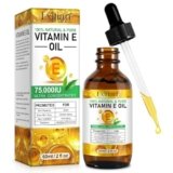 Vitamina E Pura, 100% Naturale Olio di Vitamina E per la Pelle, Biologico Olio Vitamina E 75,000 UI,per Cicatrici e Smagliature, Idratazione Della Pelle Secca e Riduce le Rughe,Rassodare la pelle,60ML