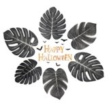 OMIGA 48 Pezzi Foglie Finte per Decorazioni 4 Tipi Foglie di Palma Artificiali Monstera per Festa Hawaiana Giungla Spiaggia Decorazioni Tropicali Festa (Nero)