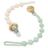 Catenella Portaciuccio in Silicone, MumEZ Confezione da 2 Catenella Ciuccio Clips, Morbide Clip Portaciuccio per Bambini e Bambine, Alta Tenacità, Verde Bianco