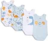Chicco, Body Neonato e Neonata, Set di 4 Body Senza Maniche, in 100% Cotone, con Comoda Apertura, Abbigliamento Neonato 0-3 Mesi, Idee Regalo Nascita