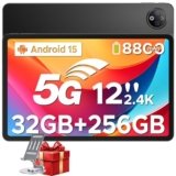 DOOGEE V Pad 5G Tablet 12 Pollici Dimensity 7050, 32 (8+24) GB RAM + 256GB ROM, 2K IPS 90Hz, 7.0mm Tablet con Sim Android 15, 5G LTE + WiFi6 / 8800mAh 18W/ 13MP+8MP/ Sblocco Facciale/Nero