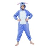 WDRHC Kigurumi Bambino Costumi Animali per Carnevale Halloween Pigiama Tuta Party Spettacolo Show di Natale Cosplay Onesies Intimo Invernale Unisex da Ragazze e Ragazzi（Blu，95）