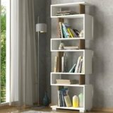 Dmora – Libreria Panopea, Scaffale da ufficio, Mobile portalibri, Biblioteca, 60x20h165 cm, Bianco e Noce