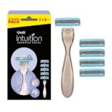 Wilkinson Sword Intuition Sensitive Touch, rasoio da donna, confezione da 1 rasoio + 5 testine di ricarica