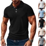 Generico Polo Uomo Manica Corta Maglie da Lavoro Magliette Estiva Regular Fit Cotone Tennis Polo Maglietta con Bottoni Elegante Leggero Elasticizzata Casual Camicia Tshirt