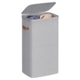 SONGMICS Cesto Portabiancheria, Porta Biancheria Sporca da 100 L, Montaggio Facile, con Coperchio Maniglie, Sacco Interno Rimovibile, 42 x 32 x 75 cm, Grigio Tortora LCB811GD01