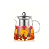 Glass Teapot with Stainless Steel Infuser, Borosilicate Tea Kettle, Clear Tea Maker for Loose Leaf Tea (550ML)