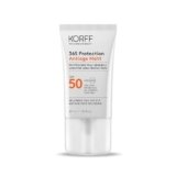 Korff 365 Protection Antiage Matt SPF50+, Gel Crema Viso Antietà, per Pelle Sensibile, Protezione Alta, Resistente all’Acqua, 40ml