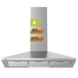 CIARRA Classe A Cappa Aspirante 90 cm Cappa da Cucina 370 m³/h 3 Velocità di Aspirazione filtro in alluminio (Argento)-CAS9201A