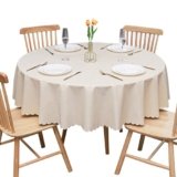 GOEXCPL Tovaglia rotonda in PVC, Addensata Impermeabile e antimacchia, Resistente ai graffi, Beige Diametro 160 cm