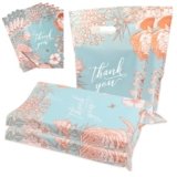 Sacchetti regalo 50 Pack sacchetti di plastica per tende Buste postali in plastica(400x300mm) della spesa riutilizzabili con manici sacchetti della spesa pieghevoli per feste, regali (Flower)