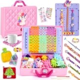 ELFJOY Friendship Bracelet Making Kit,Arts and Crafts Kit for Girls Ages 8 9 10 11 12,Rainbow Weaving Loom for Kids to Make Bracelets Coasters Complete Beginner Weaving Supplies for Christmas Birthday