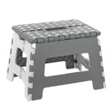 Baroni Home Sgabello Pieghevole Ultra-Resistente, Portata 130 kg, Salvaspazio per Cucina, Bagno, Giardino, Bambini e Adulti, 29x22x22 cm, M Grigio Chiaro