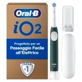 Oral-B Spazzolino Elettrico iO 2 Verde, 1 Testine Di Ricambio, Spazzolino Elettrico Ricaricabile, Pulizia Denti Efficace, Copri Testine, Sensore Di Pressione, Delicato Sulle Gengive, Custodia