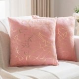 JELLYMONI Sparkling Decorative Pillow Covers Set of 2, 22 x 22 inch Glitter Decorative Cushion Covers for Couch, Sofa, Bed – Luxuriously and Sparkling Metallic Design (Gold Pink)