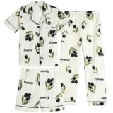 Vopmocld Girls Crepe Button Down Pajama Sets – 3pcs Short Sleeve Long Pants With Shorts Sleepwear Soft Crepe Nighty For Teens, Black Flowers, 12