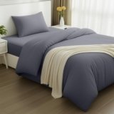 Utopia Bedding Set Copripiumino da 3 Pezzi – Copripiumino 135x200cm, Lenzuolo con Angoli 90x190cm, Federa 50x75cm – (Grigio, Singolo)