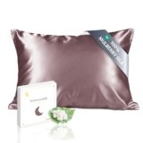 townssilk Federa seta cuscino,100% naturale seta di gelso 19momme,doppia faccia,benefica per capelli e pelle,ipoallergenica,cerniera nascosta,1 pz,50x75cm,Graypurple