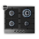 Klarstein Verosteel Piano Cottura Gas 60cm – 4 Fuochi, 8000W, Vetro & Acciaio Inox, GPL/Naturale, Accensione Elettrica, Sicurezza Fiamma, Fornello a Gas Cucina, Acciaio inossidabile nero