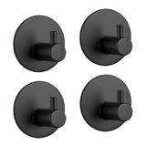 LYLIN Ganci Adesivi, Gancio Adesivo Appendi Portasciugamani in Acciaio Inox, Appendiabiti da Parete Autoadesivo per Cucina e Bagno (Nero 4Pcs)