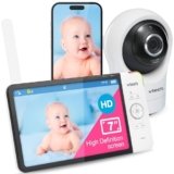 VTech RM7764HD Baby Monitor Video and Audio 1080P WiFi Remote Access, 7 Inch Baby Camera with HD Night Vision Screen, Relaxing Sound, Two-Way Talk and Temperature Sensor