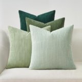 Topfinel Federe Cuscini 45×45 Arredo Divano Copricuscini 4 Pezzi Verde Chiaro Soggiorno Federe Arredamento Casa Moderni Elegante Morbido Resistente in Velluto a Coste con la Cerniera Invisibile