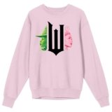 Bioworld Wicked Part 1 W Character Graphics Women’s Cradle Pink Crew Neck Long Sleeve Sweatshirt-Small