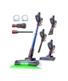 VersLife Z8 Aspirapolvere Senza Fili 40KPa, Scopa Elettrica Leggera con Filtro HEPA, Luce LED Verde, Autonomia 45 Min, Design Autoportante, per Pavimenti Duri, Tappeti e Peli di Animali