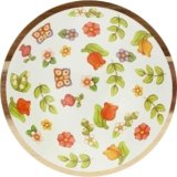 THUN, Ciotola in Legno d’Acacia Smaltato Decorato a Mano con Motivi Floreali, Versione Maxi, Linea Happy Country, 23x23x6.5 cm