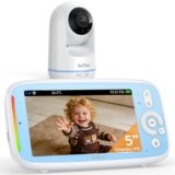 Boifun Baby Monitor con Telecamera Rotante 360° HD, Schermo IPS 5”, Audio Bidirezionale, Rilevamento Temperatura, Batteria 3050mAh, Zoom 3X, Visione Notturna,Modalità VOX, Ninne Nanne per Neonati