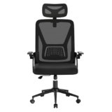 naspaluro Sedia da Ufficio,Con Braccioli Ribaltabili a 90°,Sedie Scrivania Ergonomica Lombare, Con Poggiatesta, Rivestimento in Rete Traspirante, Sedia Girevole a 360° Con Funzione Swing,Nero
